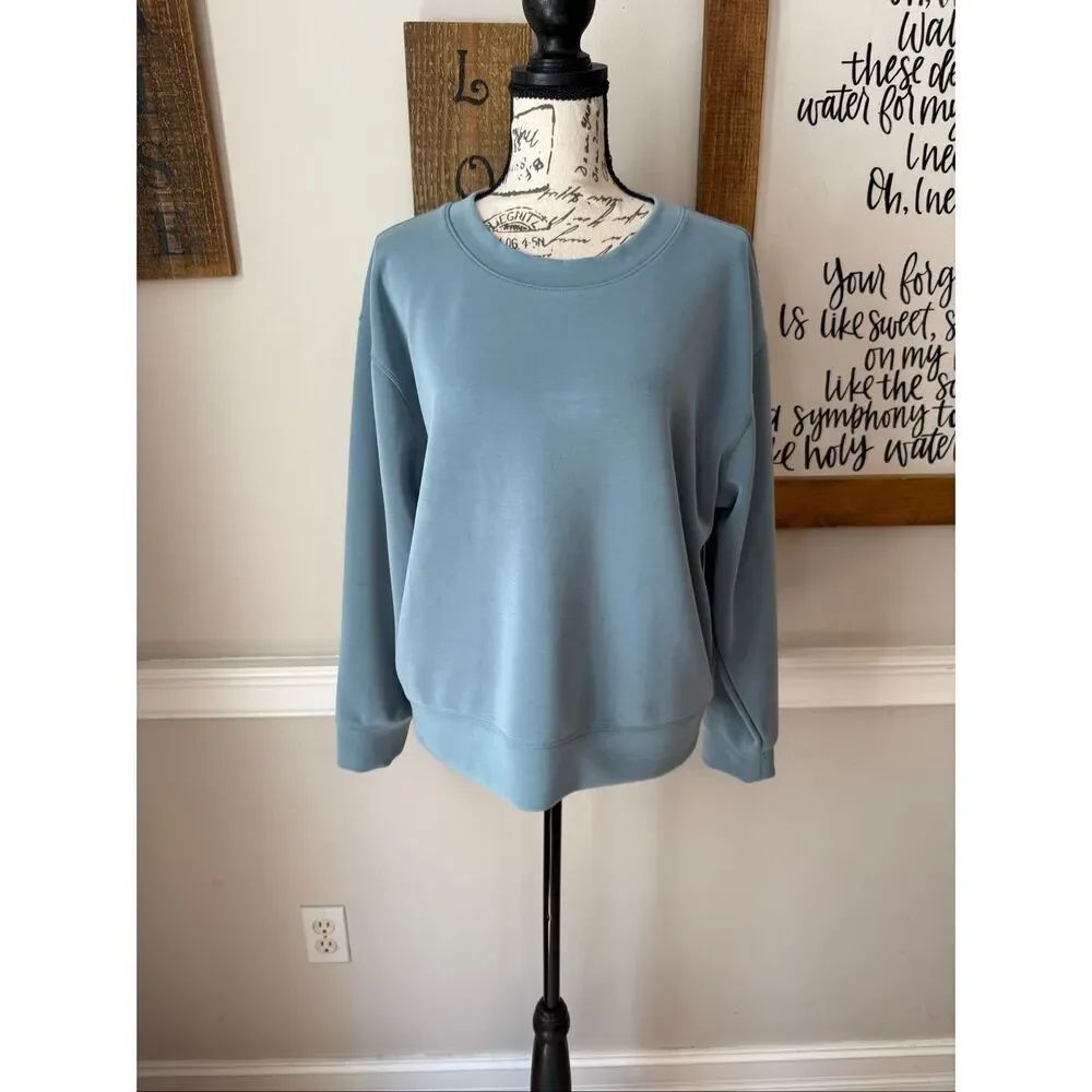 A New Day Women's Crew Neck Long Sleeve Pullover Sweatshirt Blue Size Small